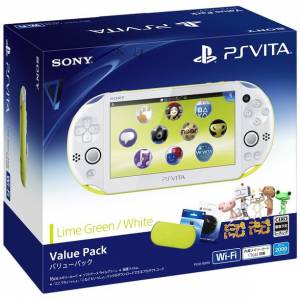 PlayStation Vita Slim - Lime Green & White - Value Pack - Wi-Fi (PCHJ-10014) [Used Good Condition]