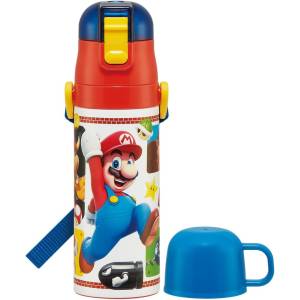 Super Mario: Stainless Water Bottle - 430ml (With Cup Ver.) [Skater] 