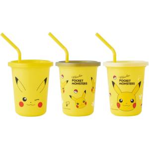 Pokémon: Plastic tumbler with Straw - Pikachu - Set of 3 [Skater] 