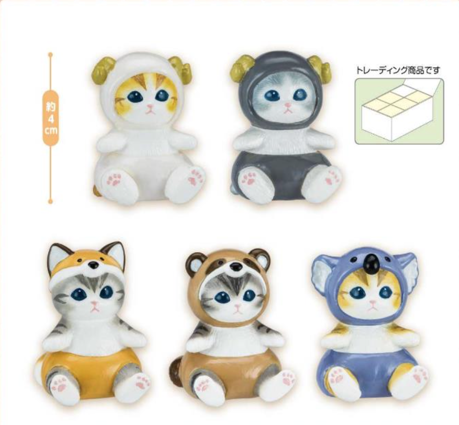 Mofusand: Interior Mini Figure Set 4 - Cats in Kigurumi (5 Pieces/Box) [Eicoh]