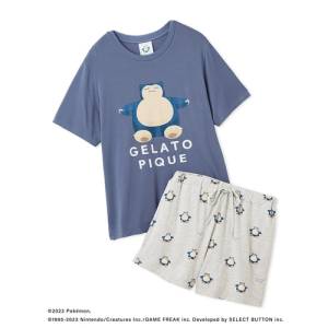 Pokemon: Gelato Pique Meets Pokemon Sleep - Cool Touch T-Shirt & Shorts Set - Snorlax (Navy Color) [The Pokémon Company]