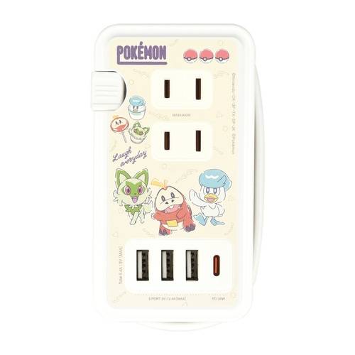 Pokémon: Sprigatito, Fuecoco & Quaxly - Outlet Power Strip With USB Charging Ports (Type-A & Type-C) (US/JP) [Pokémon Company]