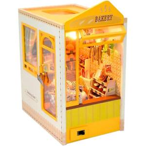 Bookshelf Dollhouse DIY Kit: Yellow Bakery (With LED) [Moin Moin]