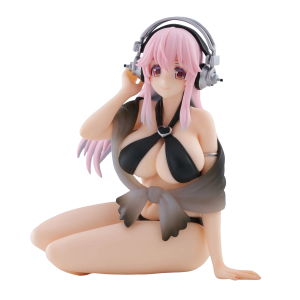 Super Sonico - Black Bikini Ver. Noodle Stopper Figure (2nd Hand) [FuRyu]
