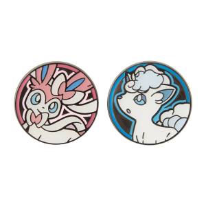 Pokémon TCG POCKET: Nymphali & Goupix d'Alola - Coin-Shaped Package Pins (Set of 2) (Limited Edition) [The Pokémon Company]